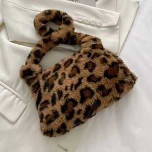 NWT Faux Fur Fuzzy Leopard Shoulder Bag Size Medium